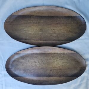 NWT Wood Melamine Oval Trays